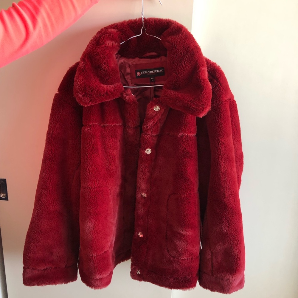 Faux fur burgundy jacket